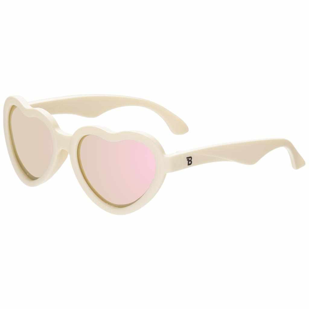 Sweet Cream Heart | Rose Gold Polarized Mirrored Lenses Sunglasses