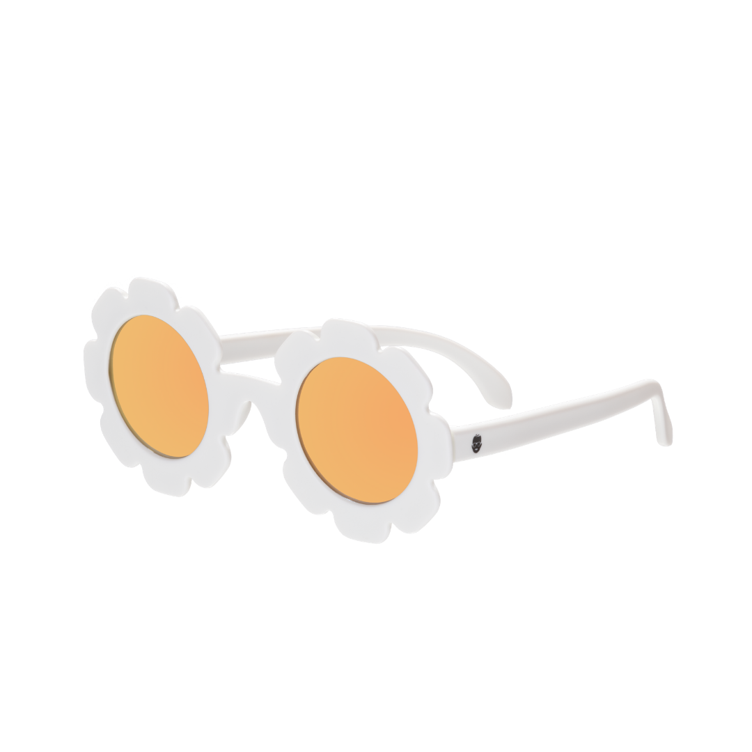 The Daisy: White Flower w/ Polarized Gold Lens Sunglasses